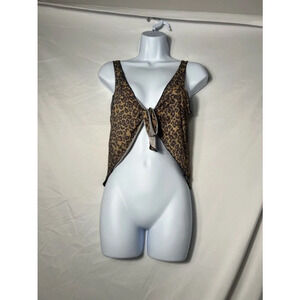 Vull Sport Y2K Tie Wrap Cropped Tank Top S‎ Brown Leopard Print